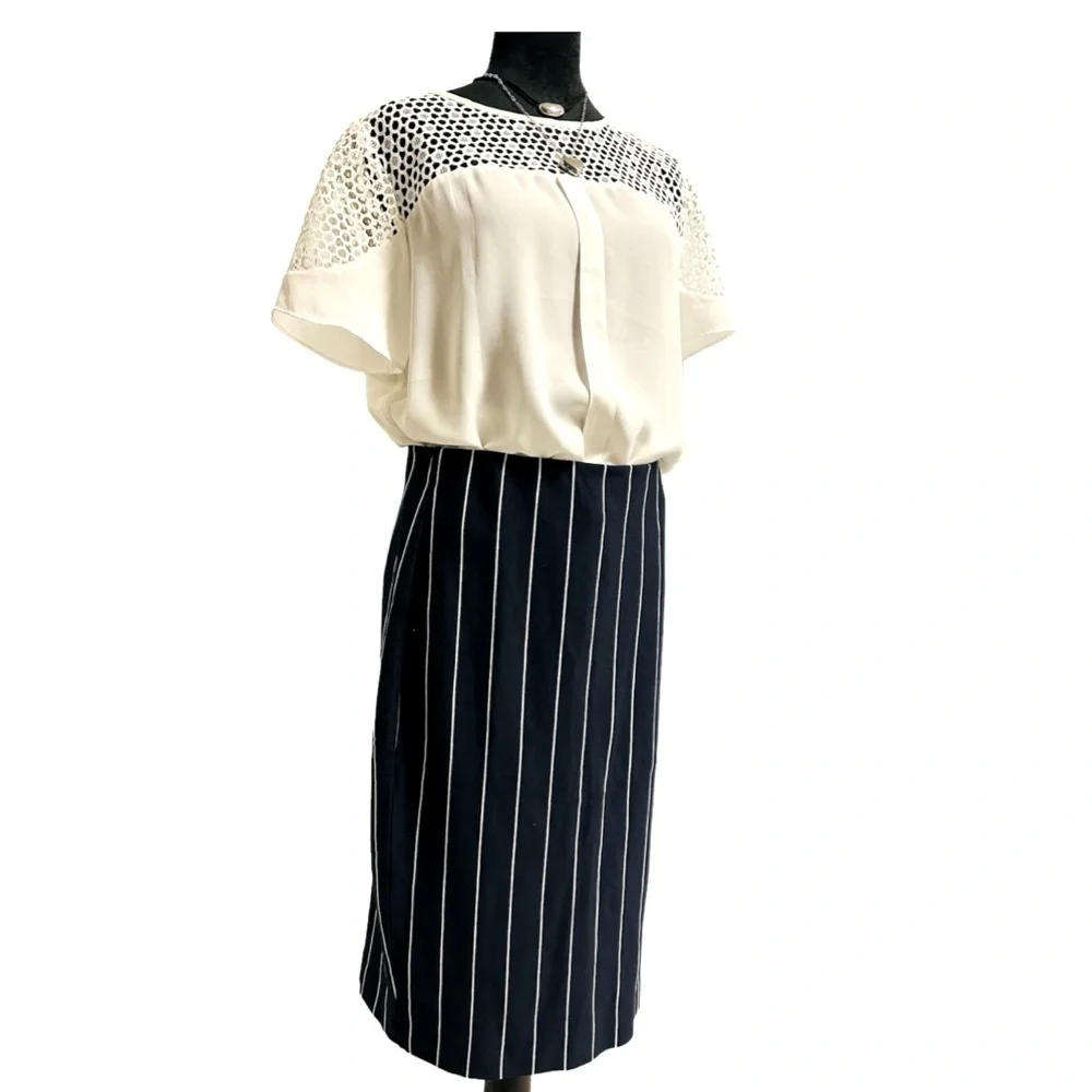 Philosophy Republic Navy White Stripe Pencil Skirt NWT Size M